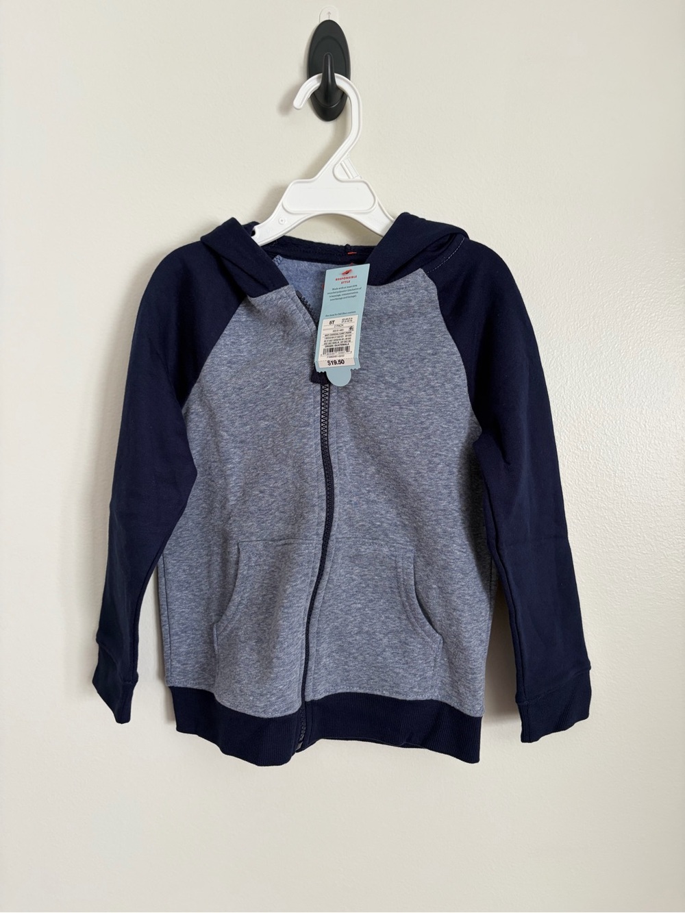 Cat & Jack Navy and Gray Raglan Zip Hoodie